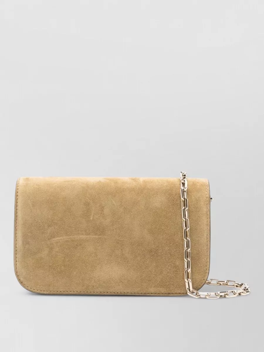 Christian Louboutin Paloma Suede Clutch Chain Strap Studs