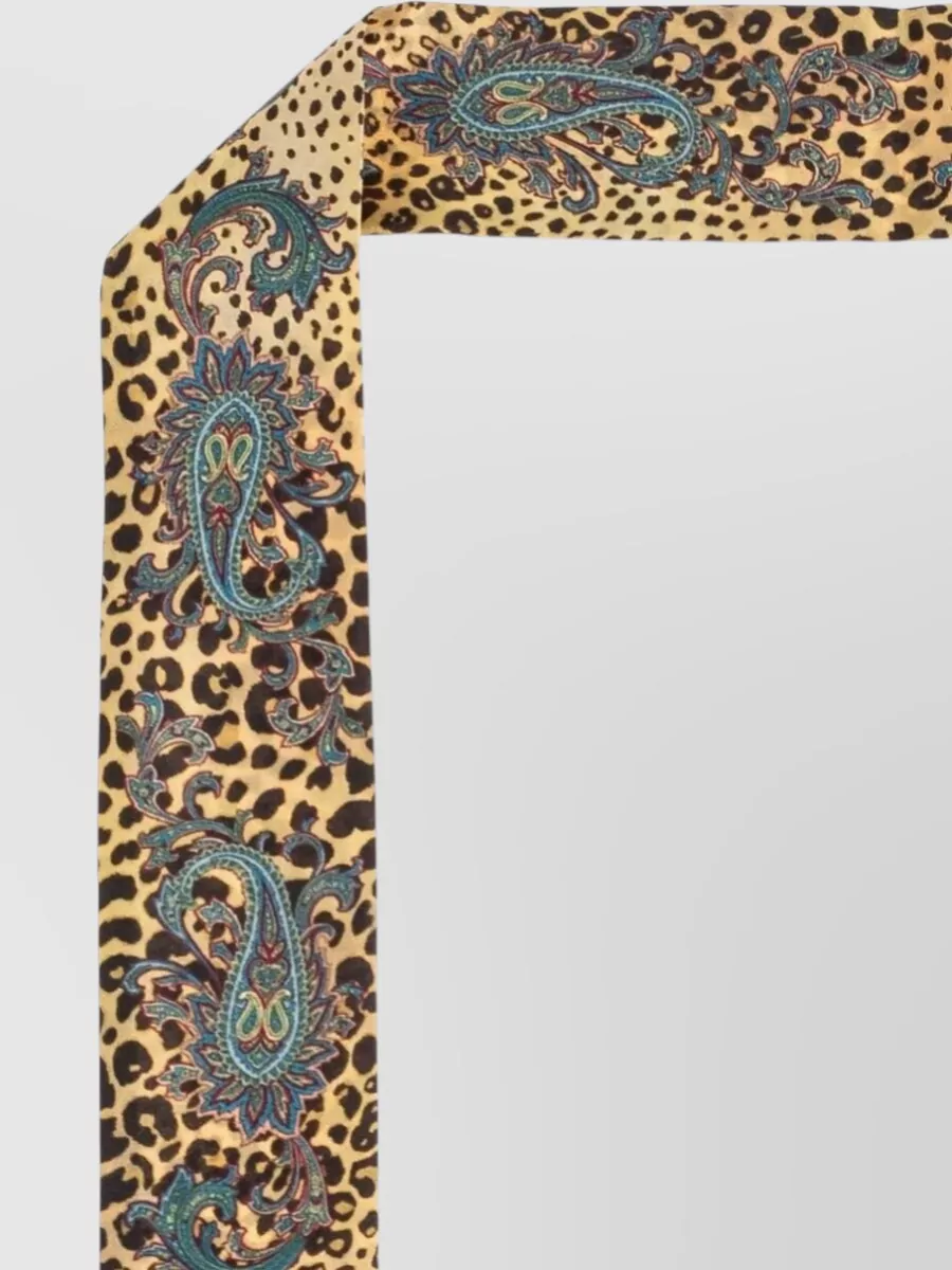Etro Silk Foulard Leopard Print Paisley Pattern