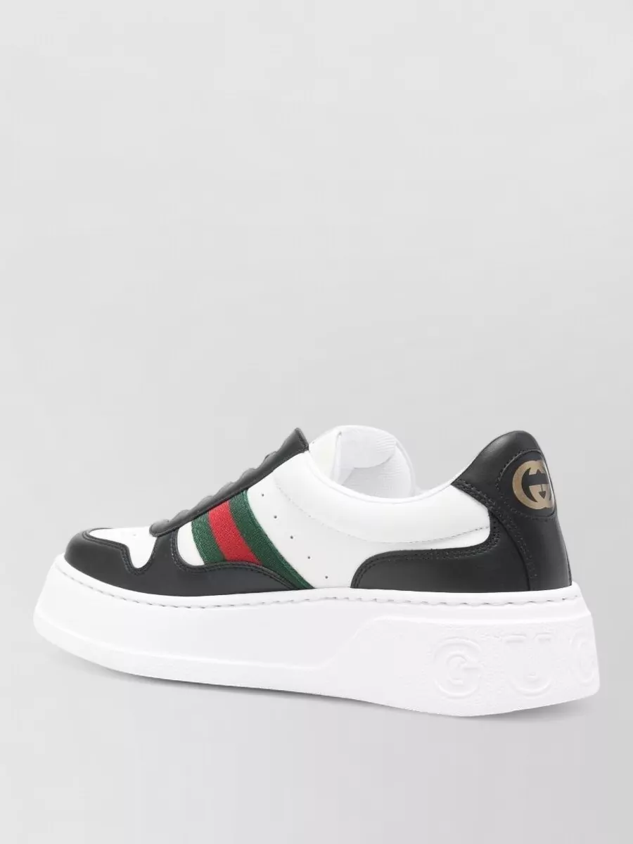 Gucci Leather Low-Top Round Toe Sneakers