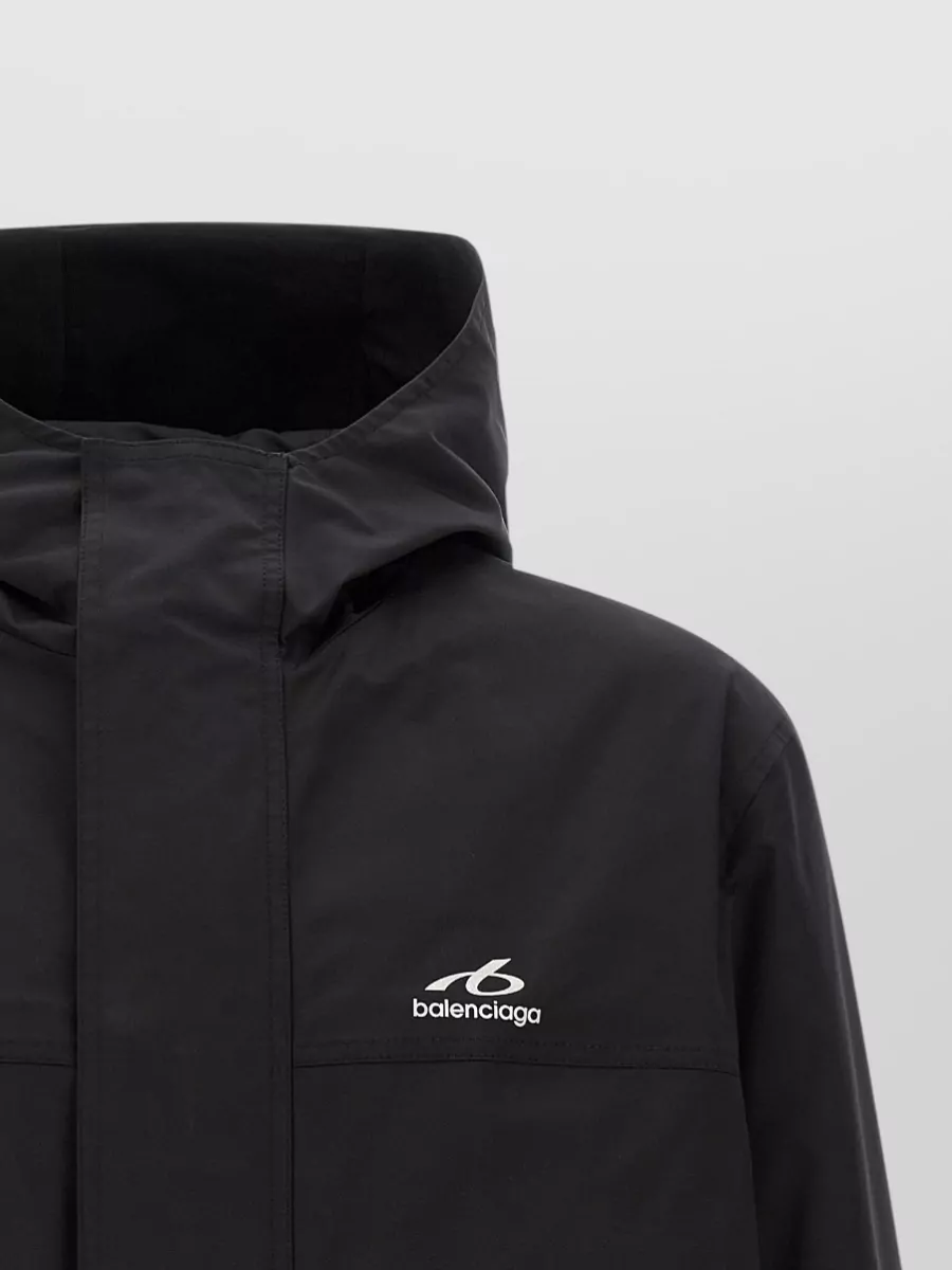 Balenciaga Logo-Print Hooded Windbreaker