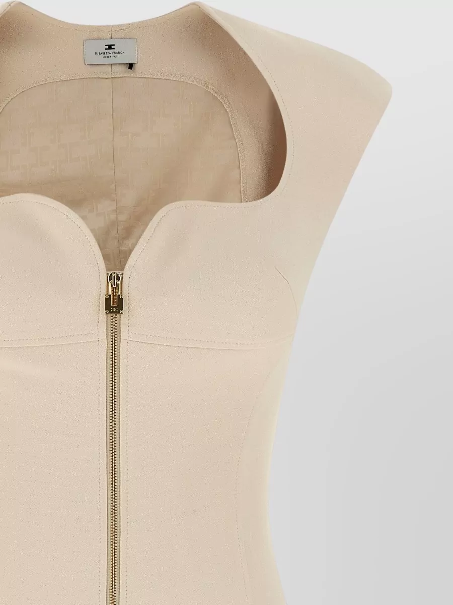 Elisabetta Franchi Dress Heart Neckline Fitted Midi Silhouette