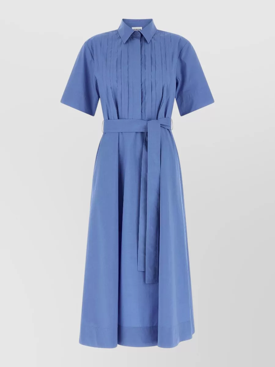 P.a.r.o.s.h. Cotton Pleated Belted Midi Dress