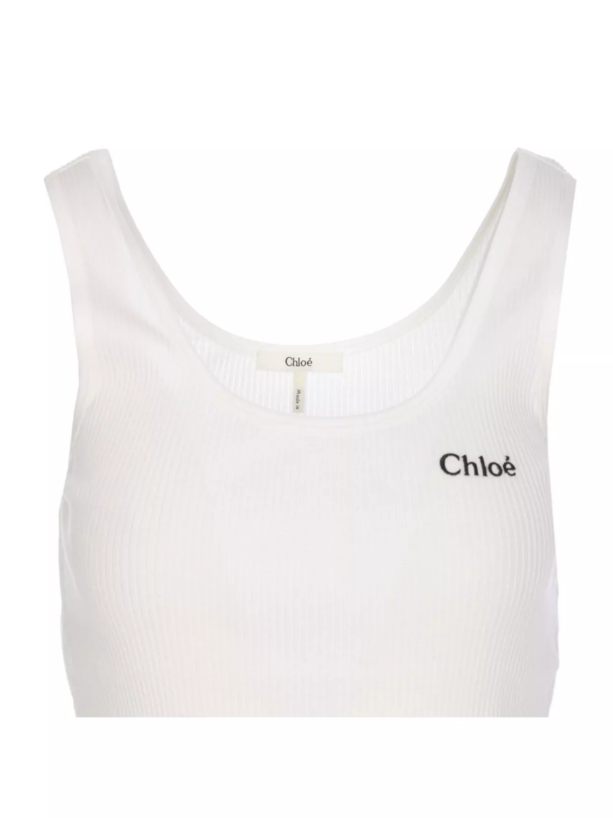 Chloé Crewneck Embroidered Logo Scoop Neckline Sleeveless Tank