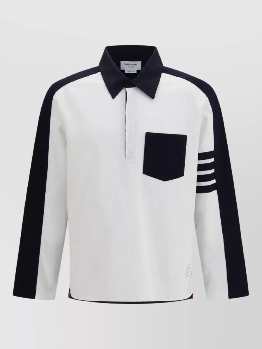Thom Browne cotton oversized panelled rugby polo shirt