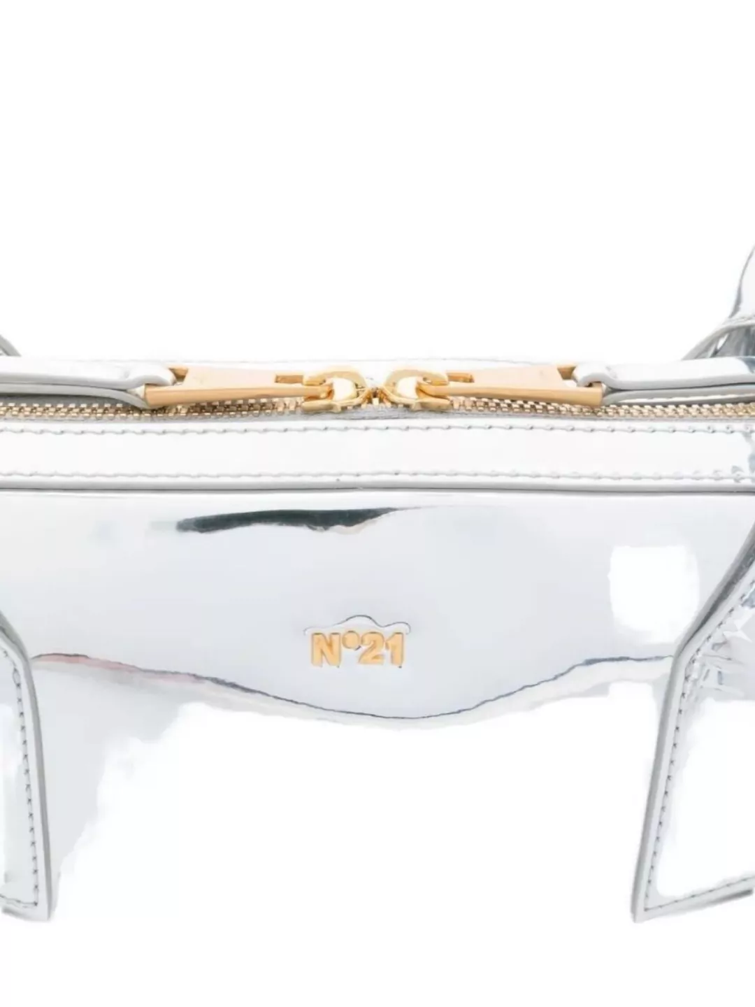 N 21 Rectangular Metallic Shoulder Bag With Top Handles