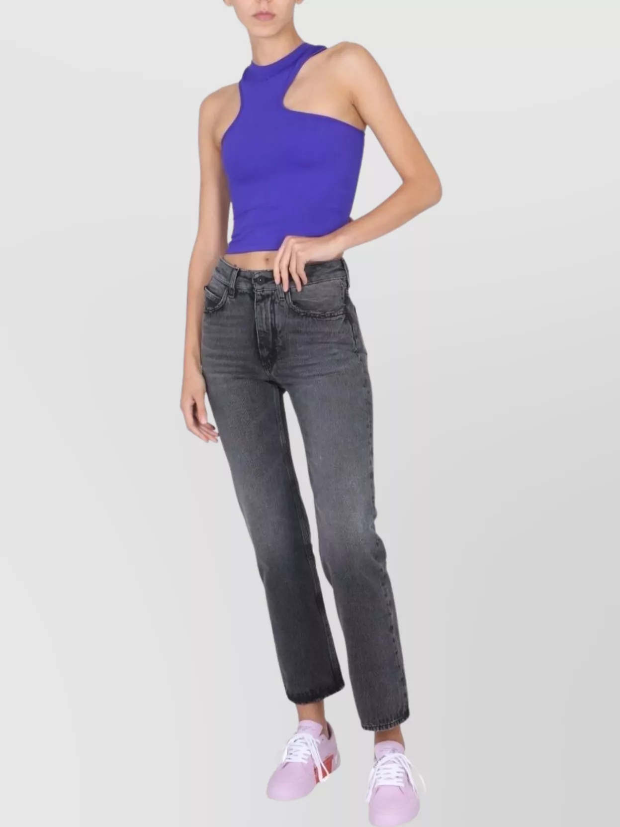 Off-White Asymmetric Cropped Top Logo Embossed
