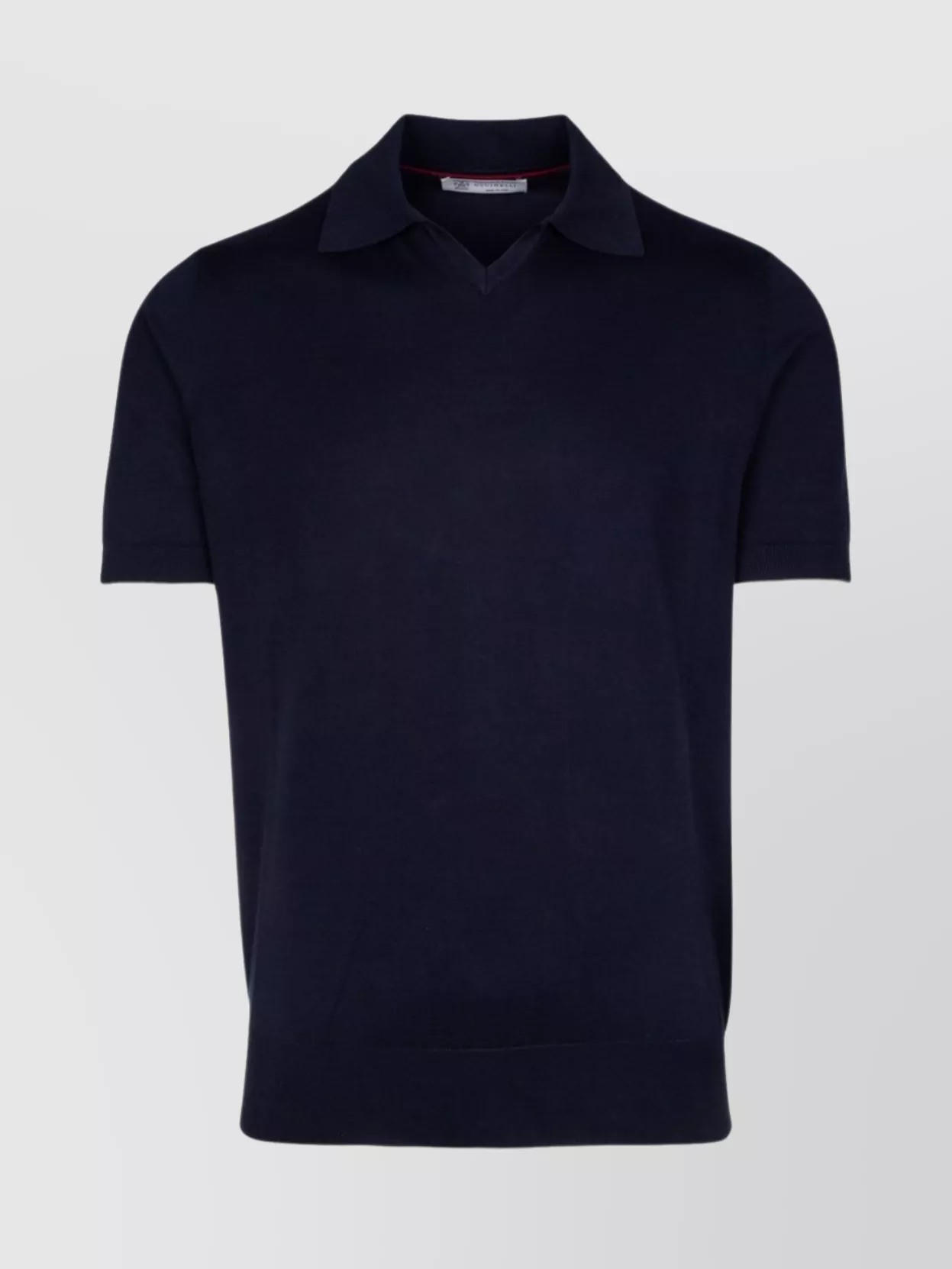 Brunello Cucinelli Polo Shirt With Ribbed Collar And Short Sleeves In Metallic