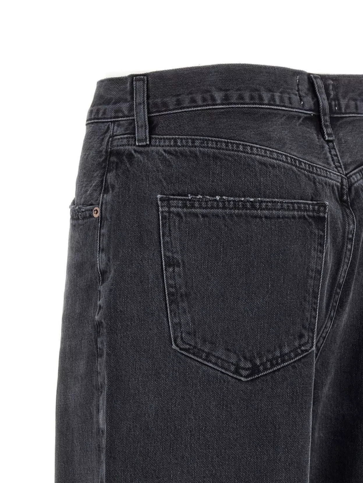 Agolde Wide-leg Denim Trousers With Belt Loops In Black