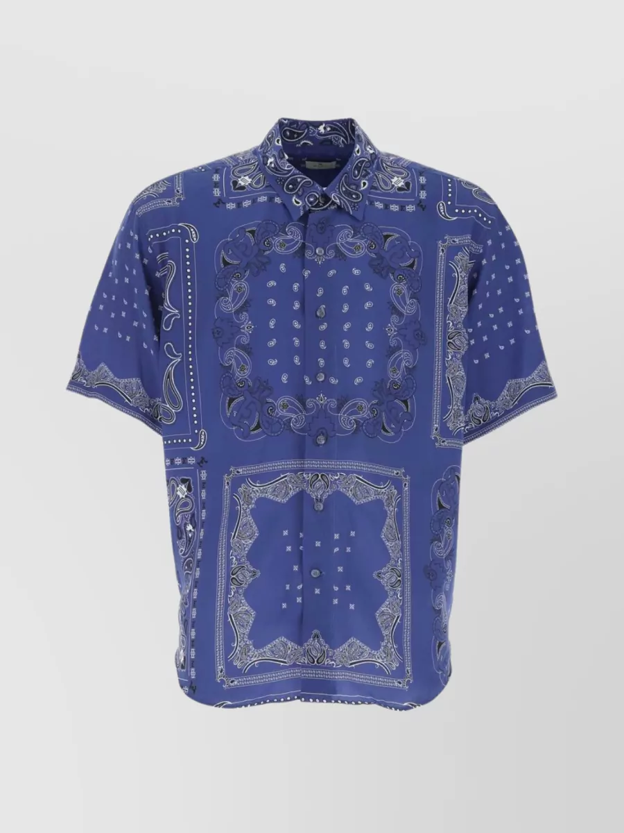 Shop Etro Printed Short Sleeve Shirt In Blue