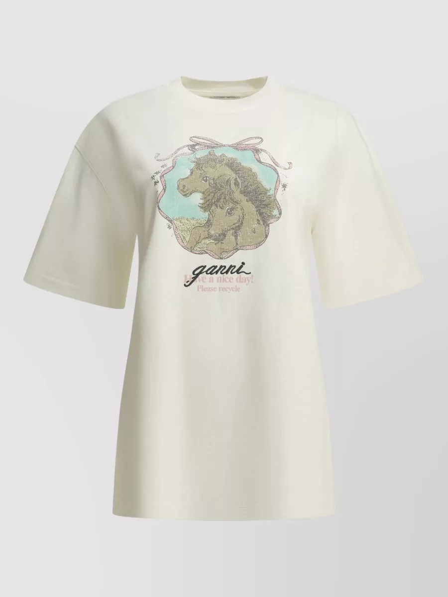 Ganni Organic cotton oversized crew-neck t-shirt