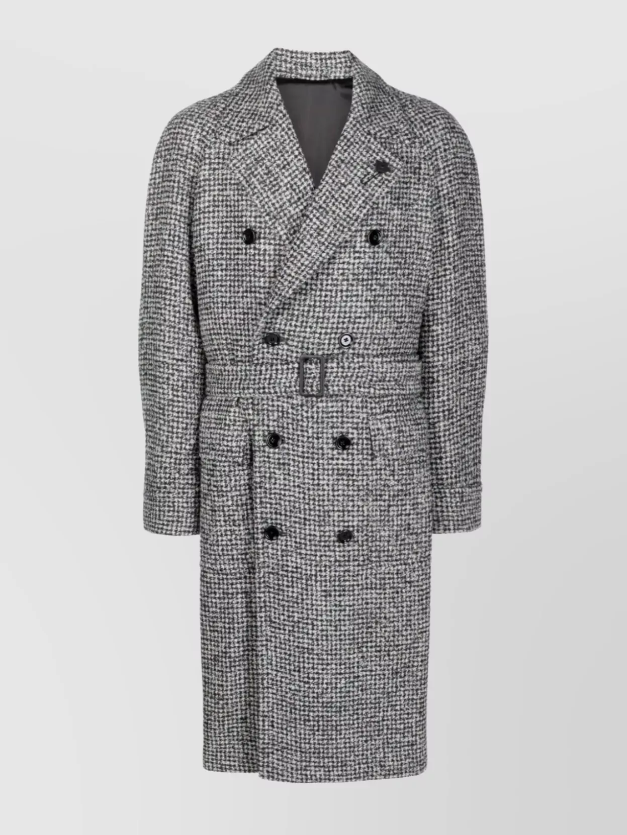 Lardini Double-breasted Coat With Textured Fabric In Gray