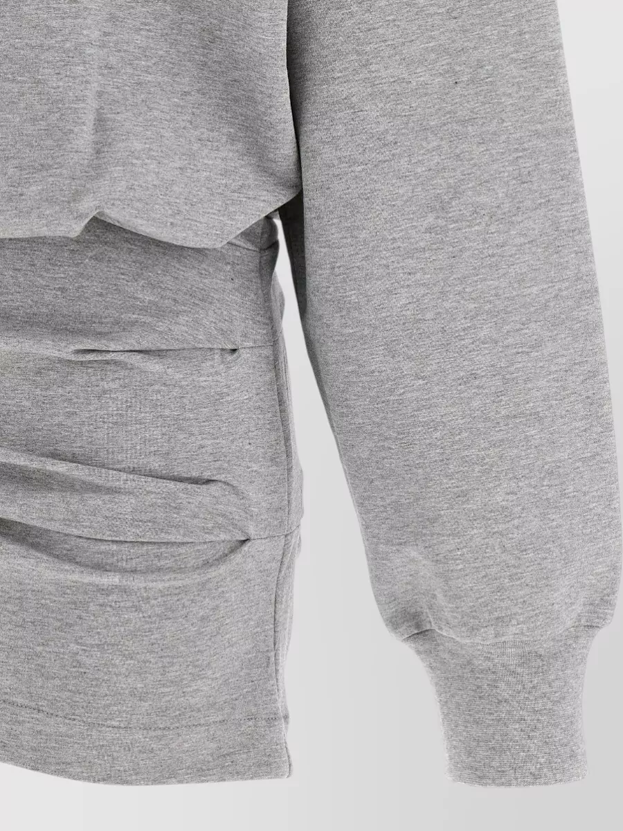 The Attico Mélange Sweatshirt Dress Crew Neck Draped