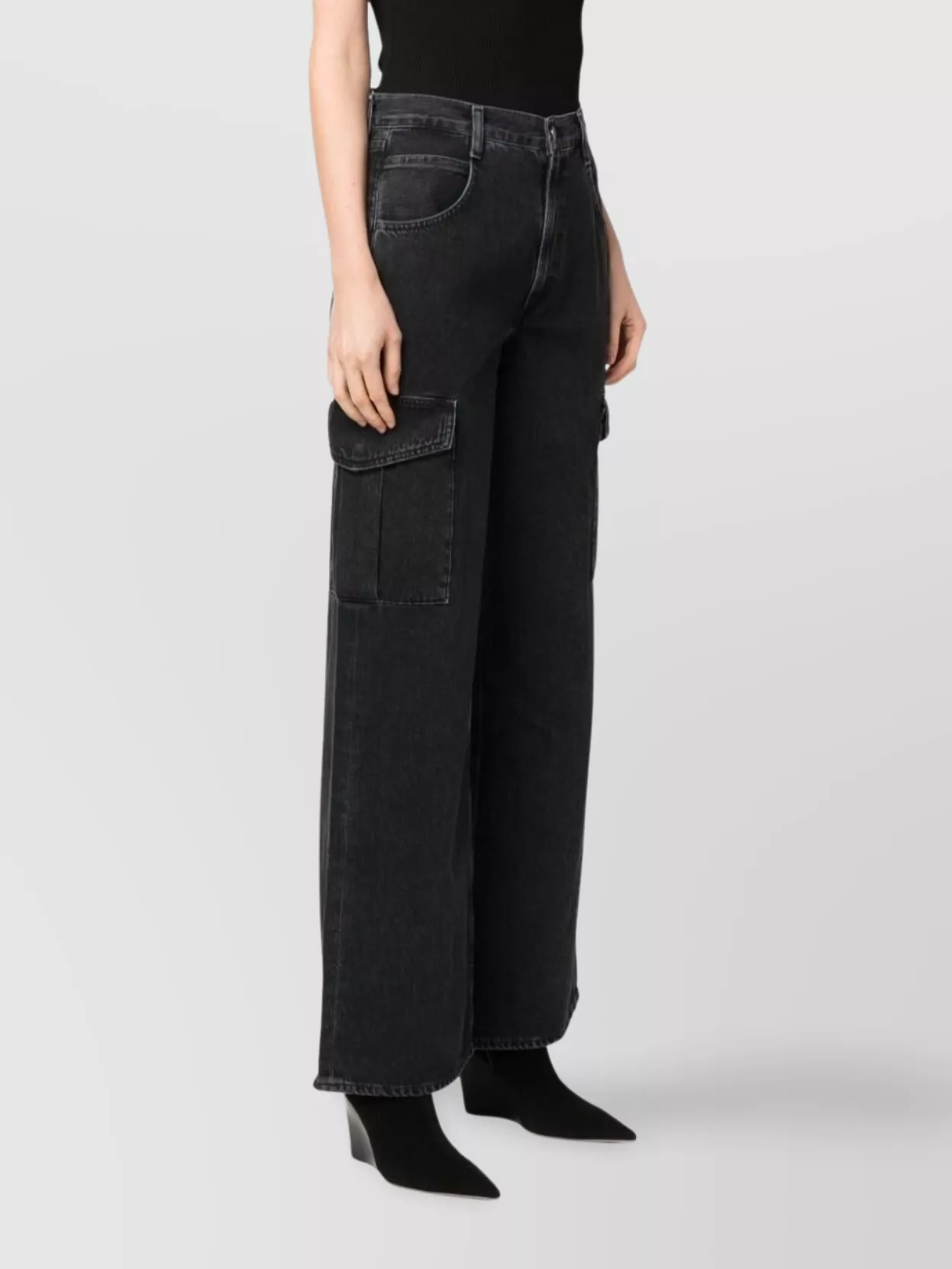 Agolde Wide-leg Cargo Jeans Featuring Belt Loops In Black