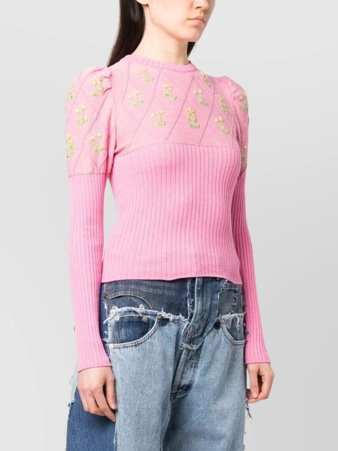 Cormio Floral Embroidered Cotton Blend T-Shirt
