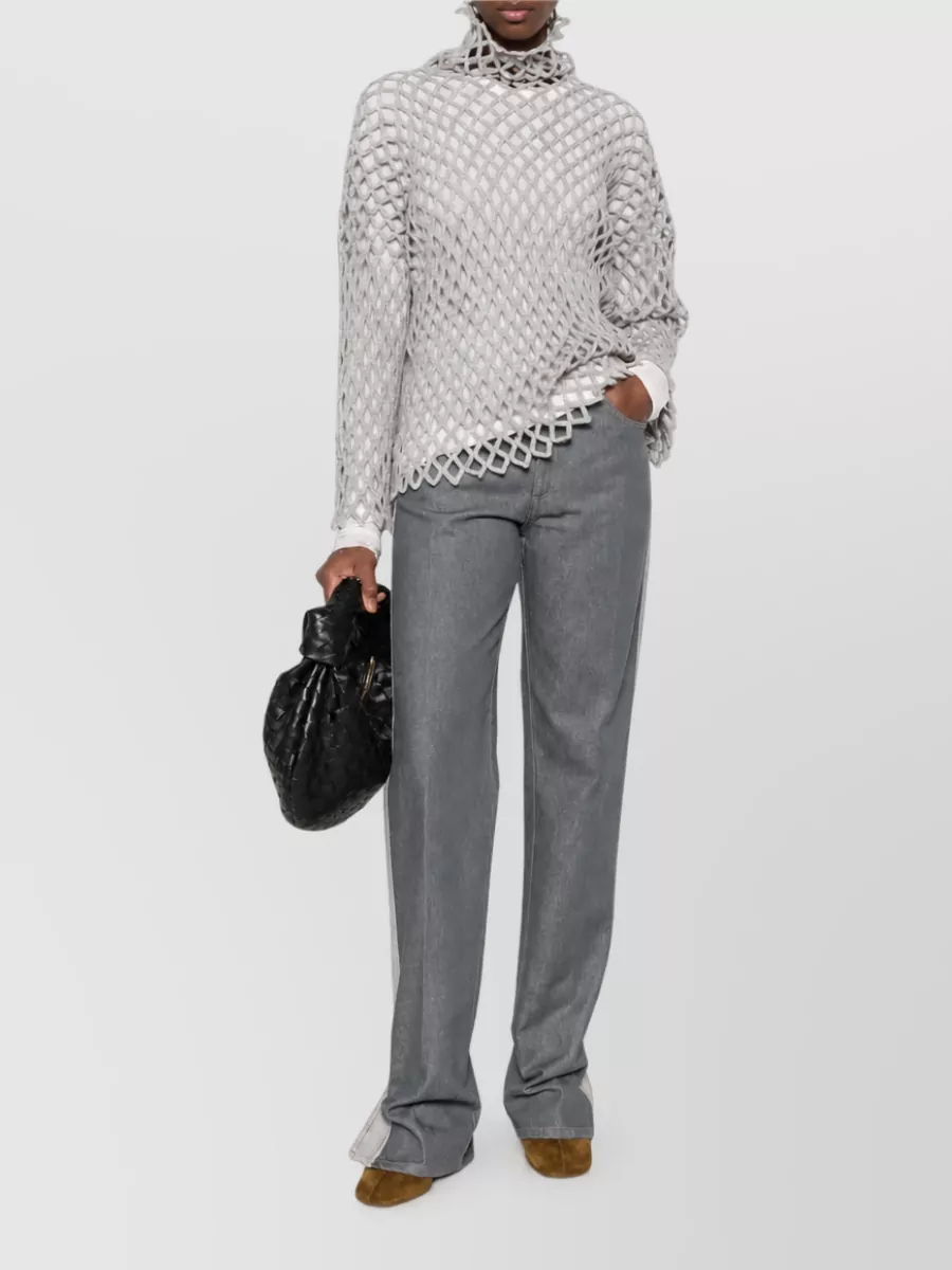 Sportmax Open-Knit Turtleneck Wool Sweater