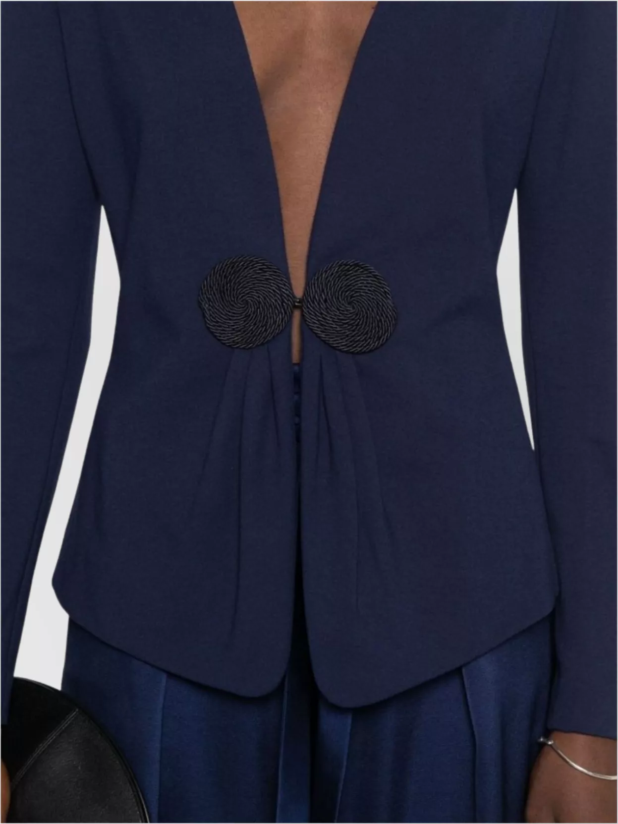 Emporio Armani Front Appliqué Asymmetric Hem V-Neck Blazer