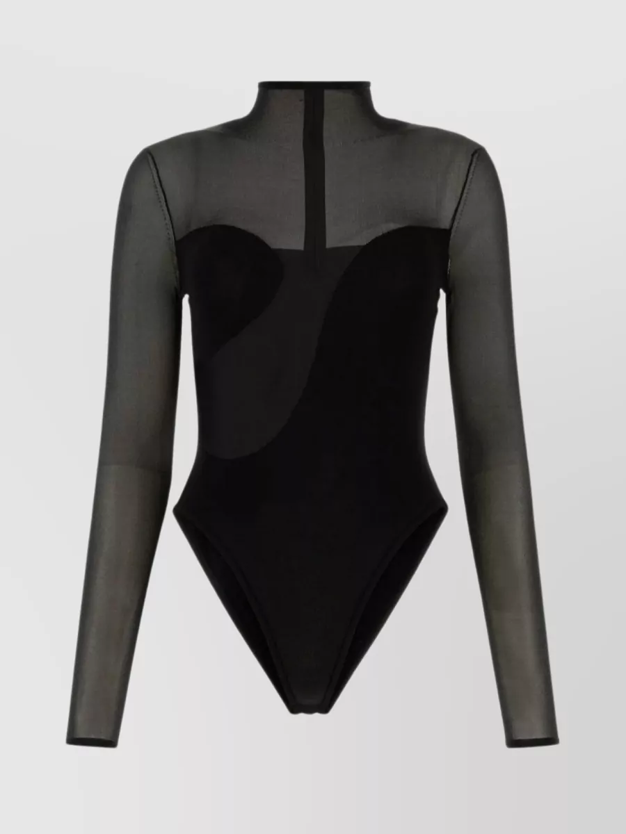 Shop Nensi Dojaka High Neck Viscose Blend Bodysuit In Black