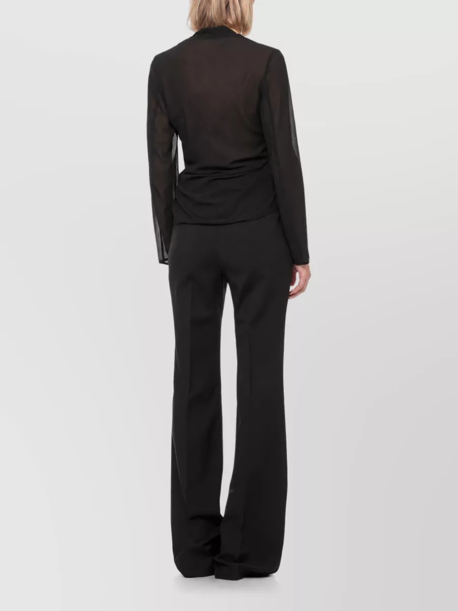 Mm6 Maison Margiela Sheer V-Neck Long-Sleeve Blouse