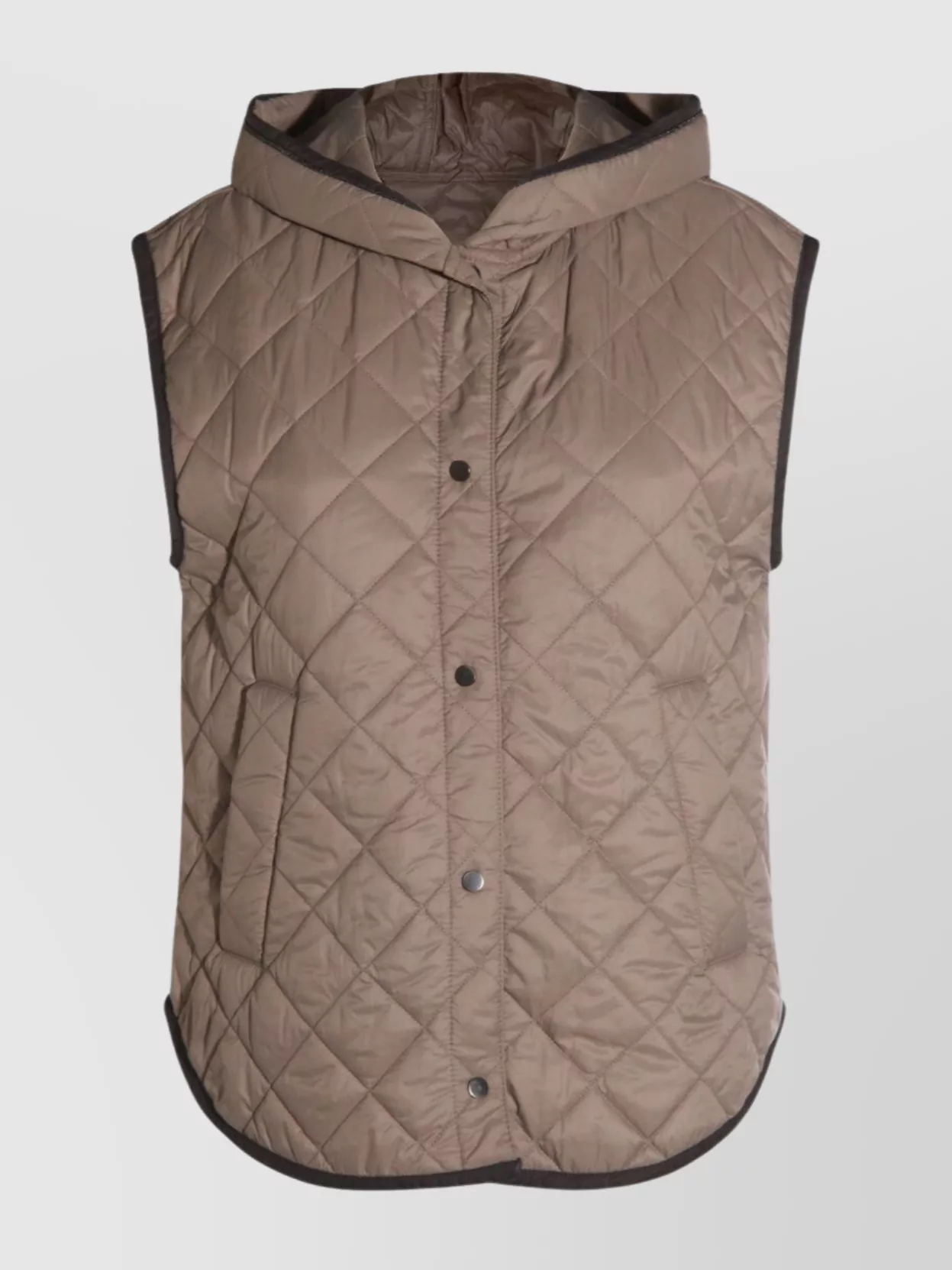 Brunello Cucinelli Modern Sleeveless Hooded Quilted Jacket In Brown