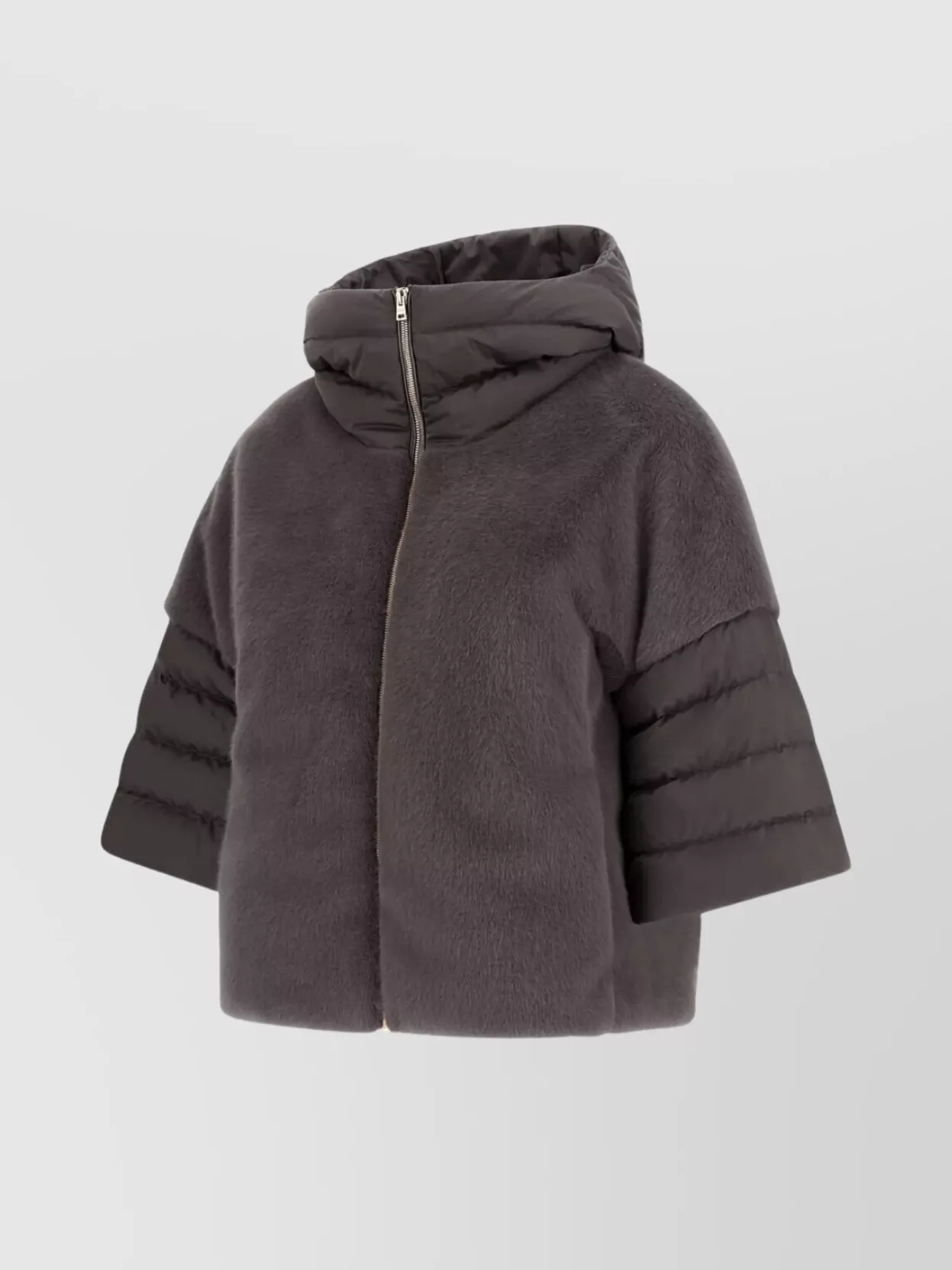 Herno Faux Fur Hooded Quilted Sleeve Coat