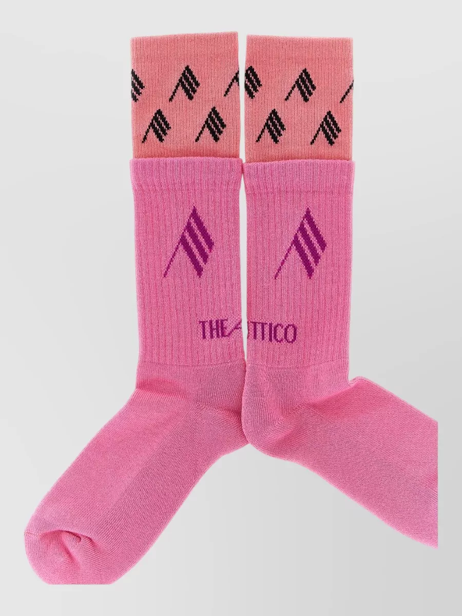 The Attico Ribbed logo-knit knee-high socks