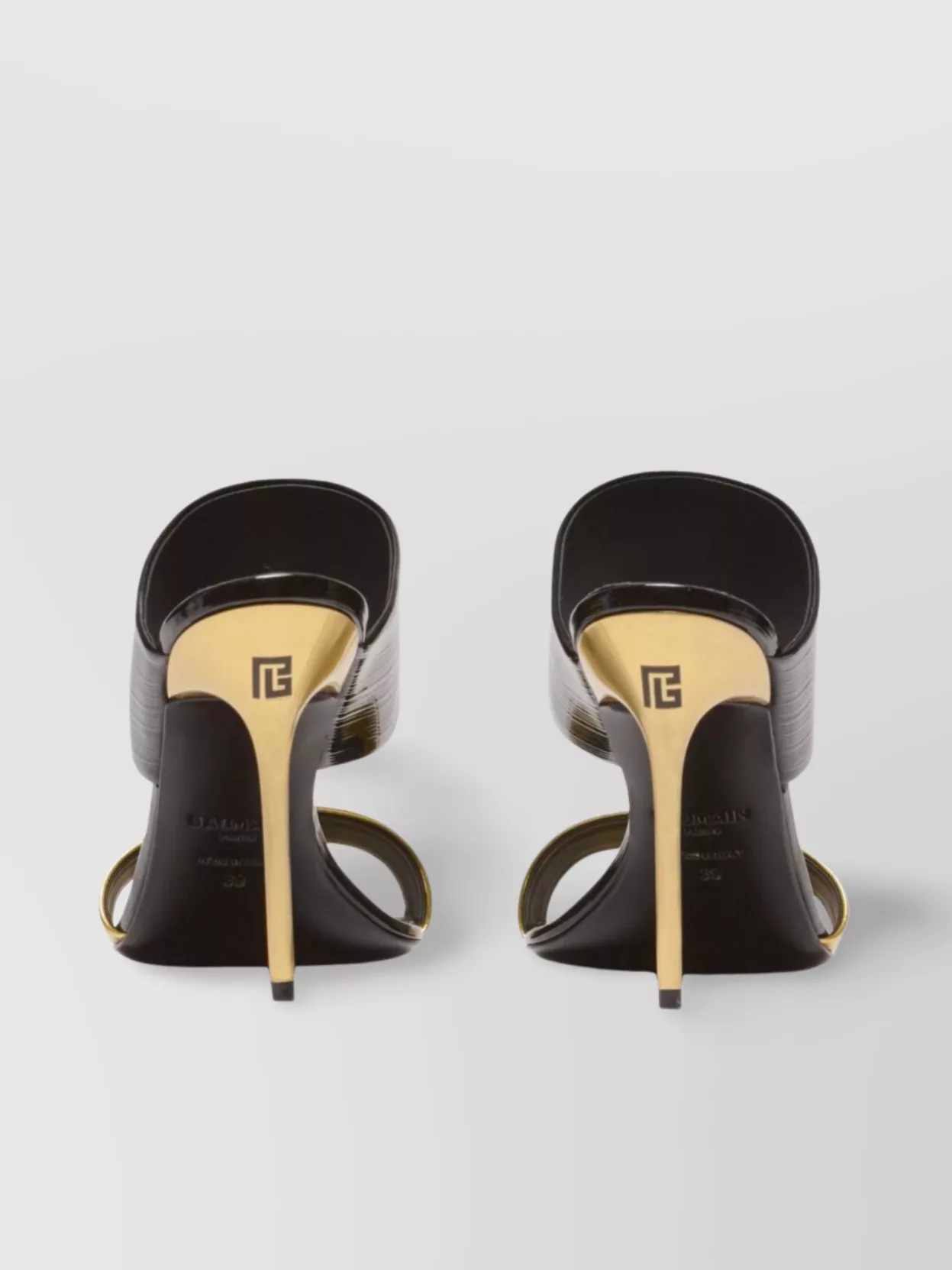 Balmain Black High Heel Mules