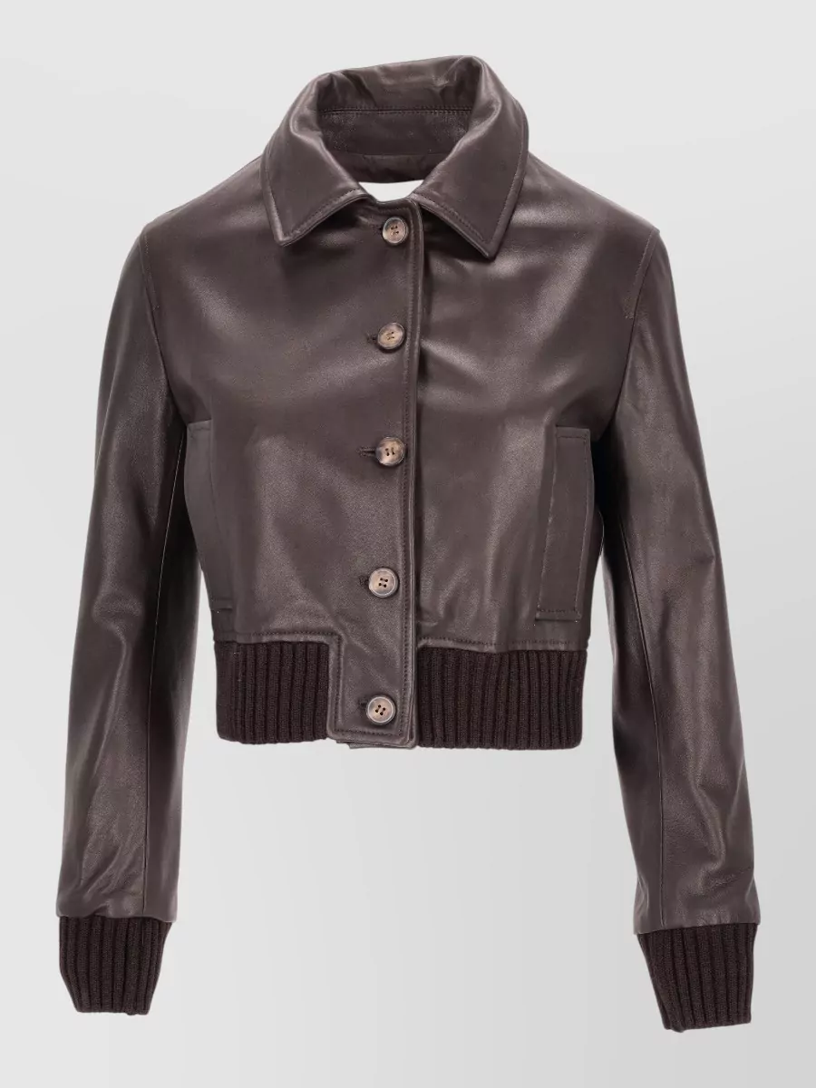 La Rose Leather Cropped Jacket