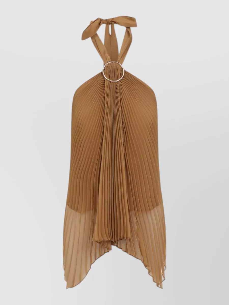 Max Mara Pleated asymmetric halterneck top