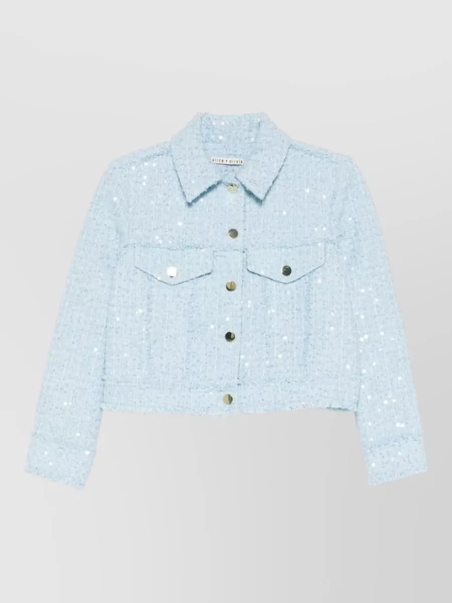 Alice + Olivia Sequined Cropped Tweed Jacket