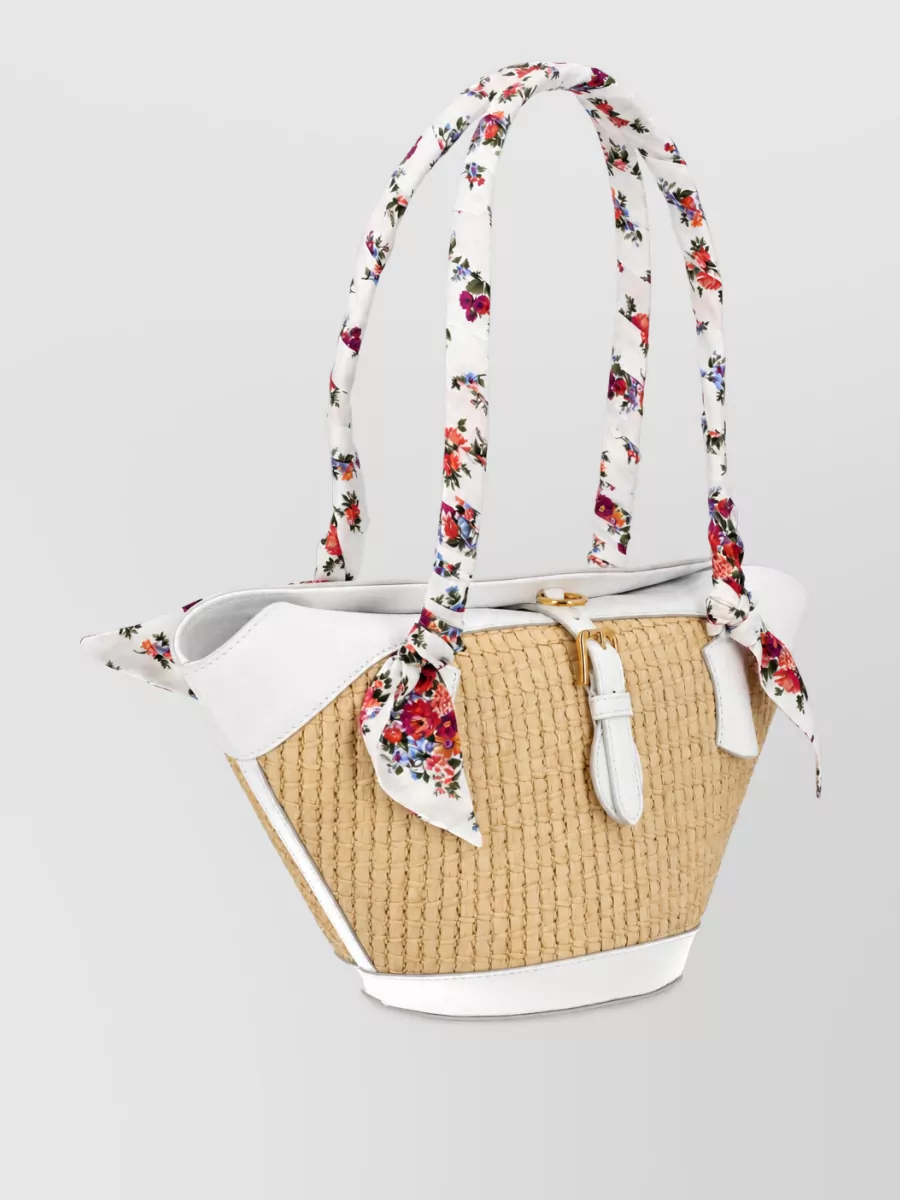 Dolce&Gabbana Capri Beach Bag Floral Scarf Straps
