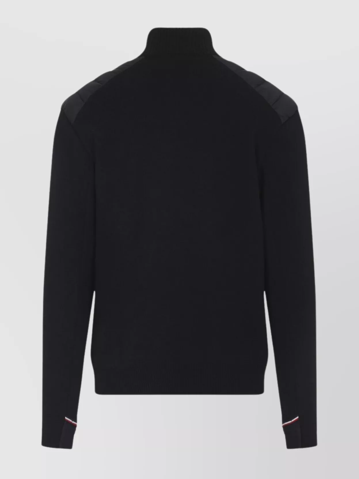 Moncler High Collar Long Sleeve Cardigan With Shoulder Detail In Black