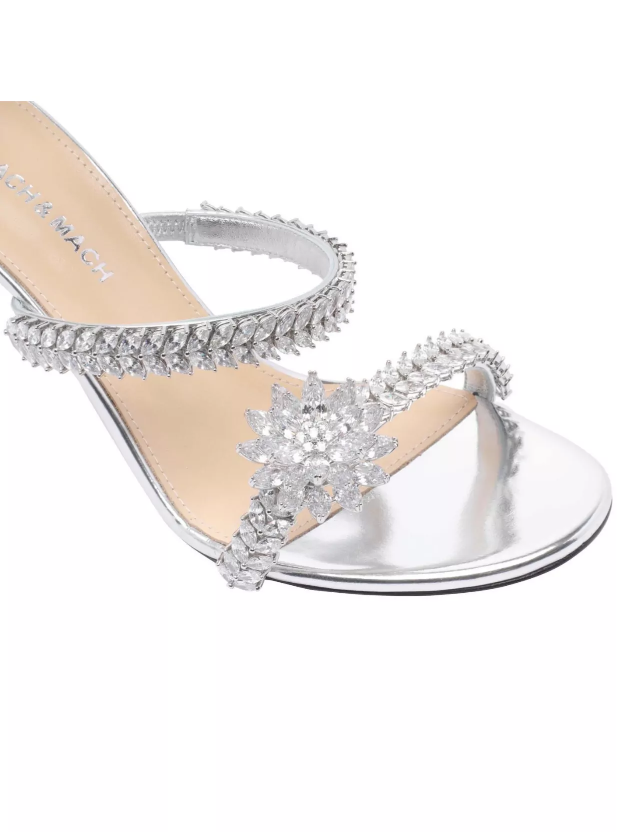 Mach&mach Crystal Embellished Metallic Stiletto Sandals