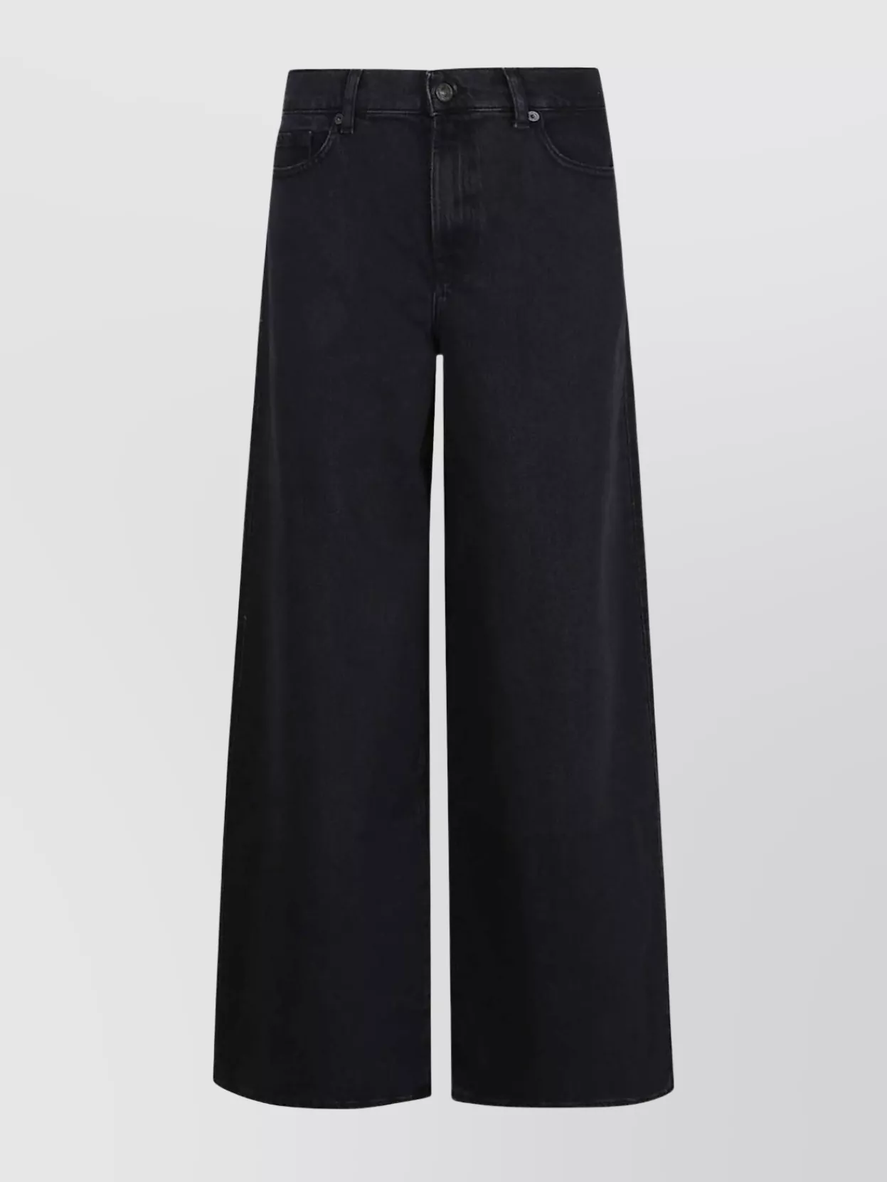 7 For All Mankind High-waisted Wide Leg Trousers With Bold Cuffs In Black