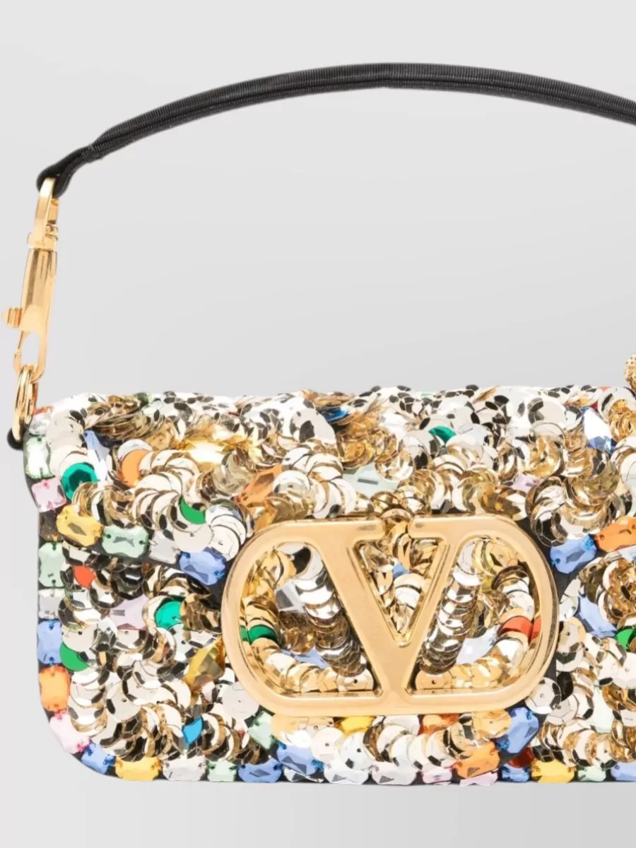 Valentino Garavani Vlogo Signature Small Silk Embellished Clutch Bag