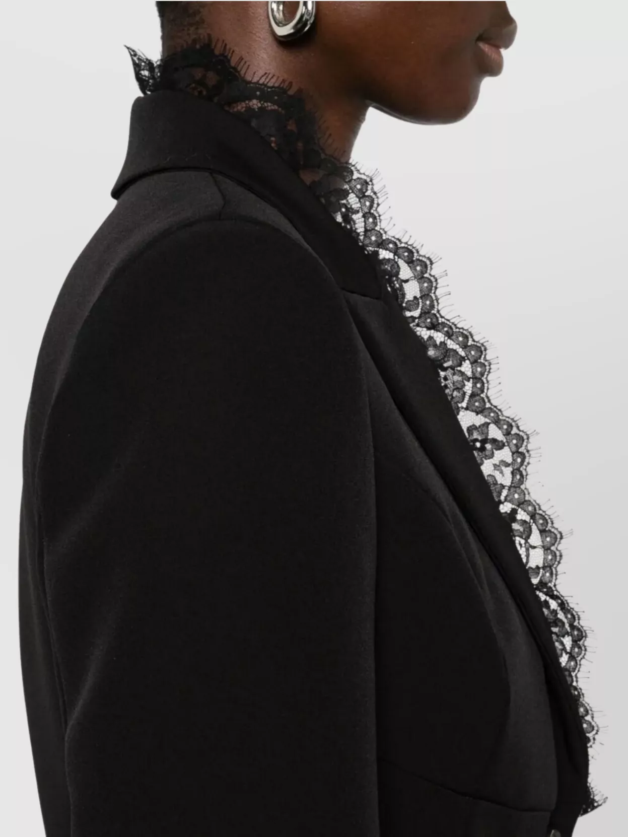 Ermanno Firenze Lace Trim Long Sleeve Notched Lapel Jacket