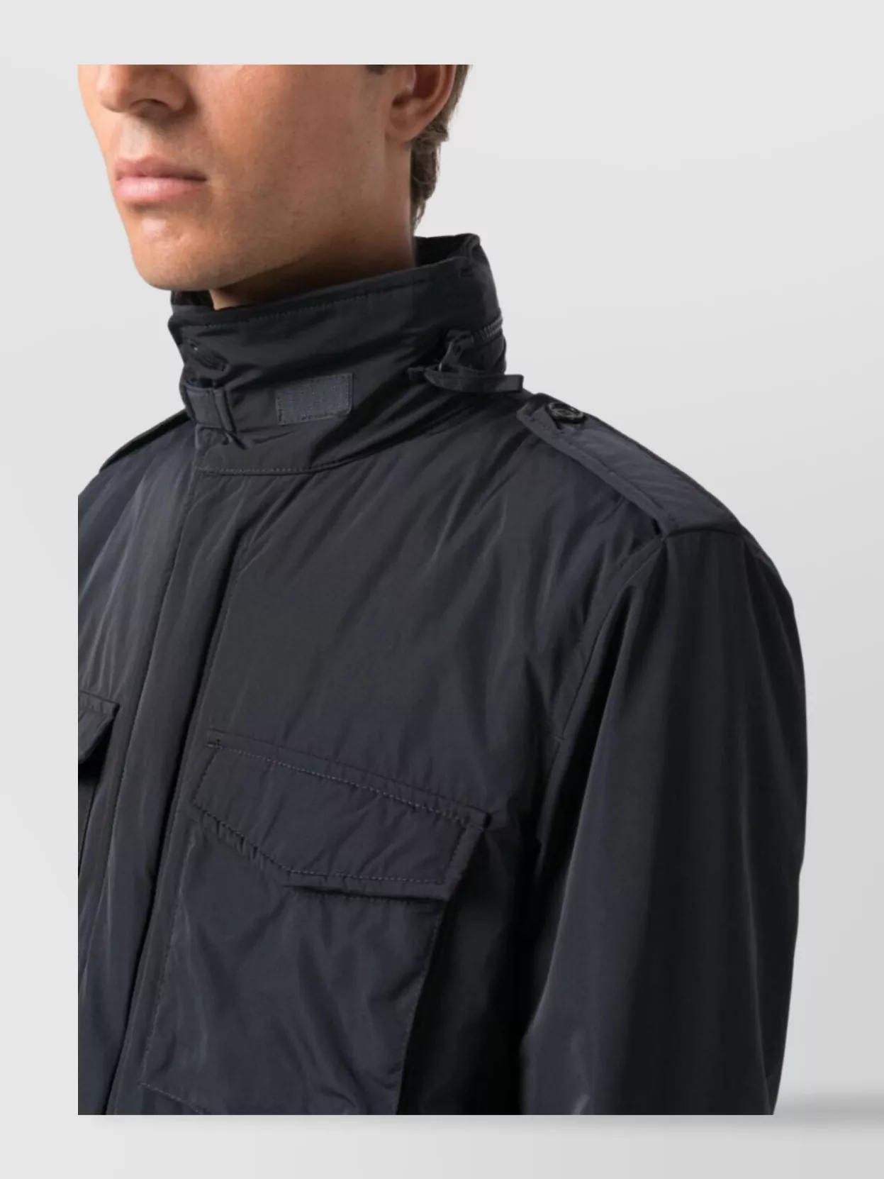 Aspesi Mini Field High-neck Zip-up Jacket In Blue