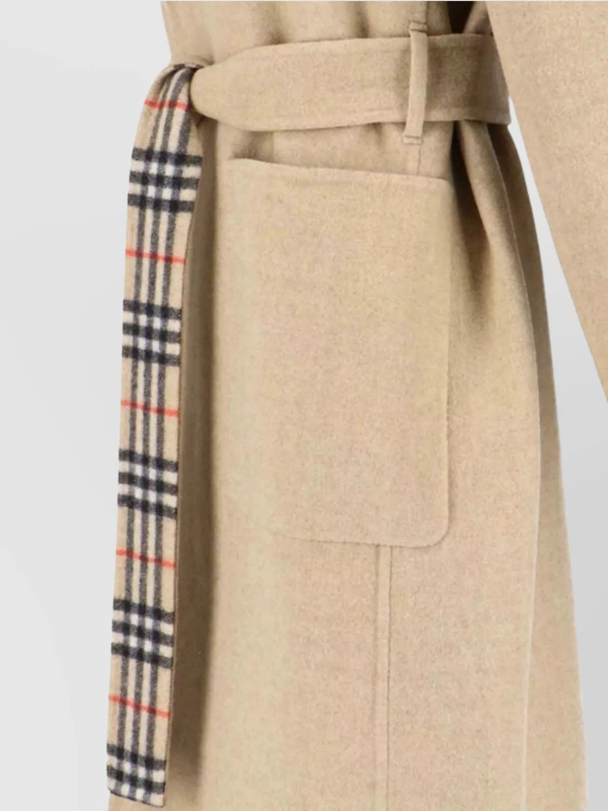 Burberry Waist Belted Check Pattern Long Jacket