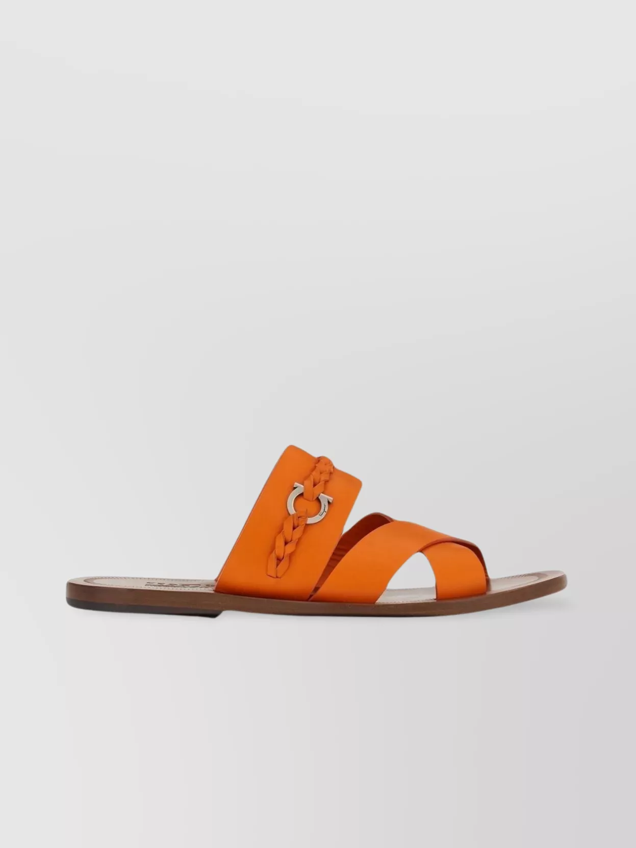 Shop Ferragamo Flat Sole Open Toe Sandals In Orange