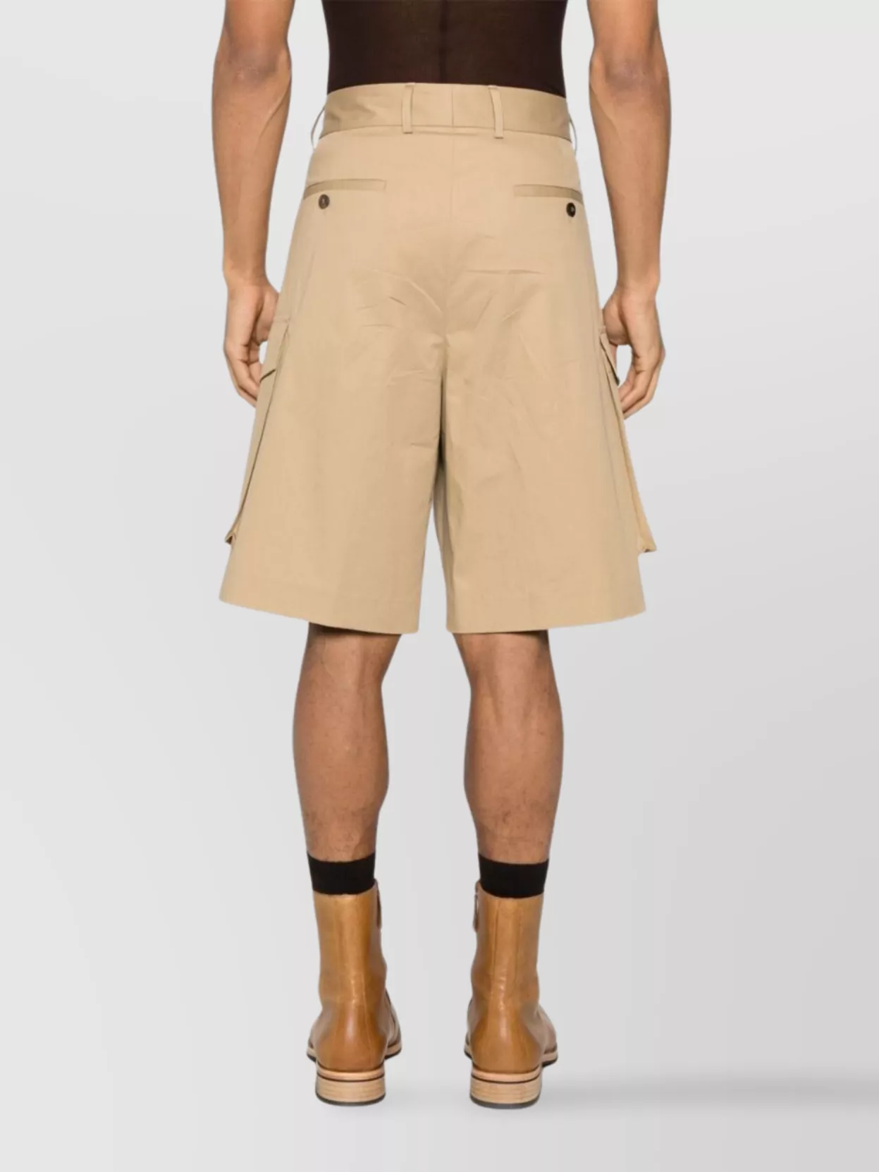 Dries Van Noten Straight Shorts With Belt Loops And Button Detailing In Neutral