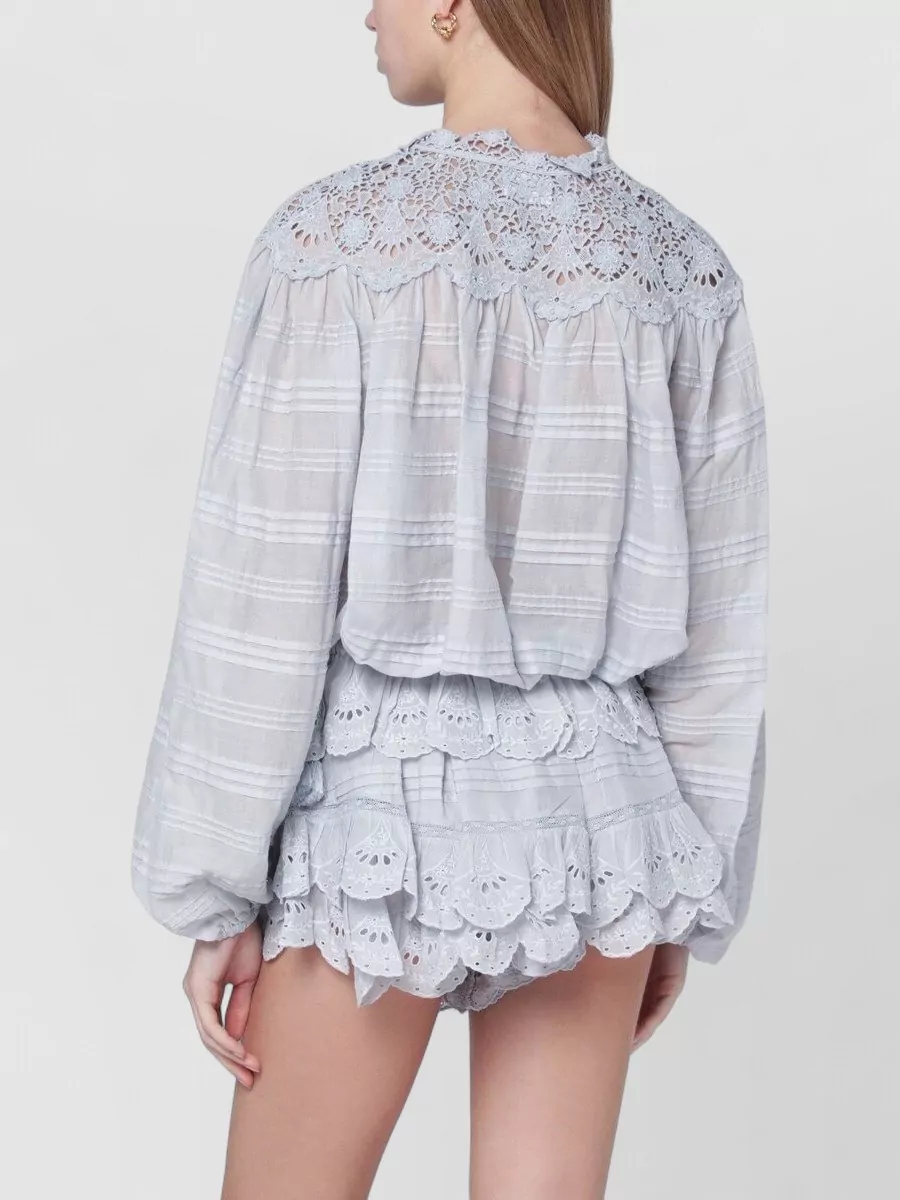 Isabel Marant Etoile Polly Cotton Blouse Lace Detail Waistband