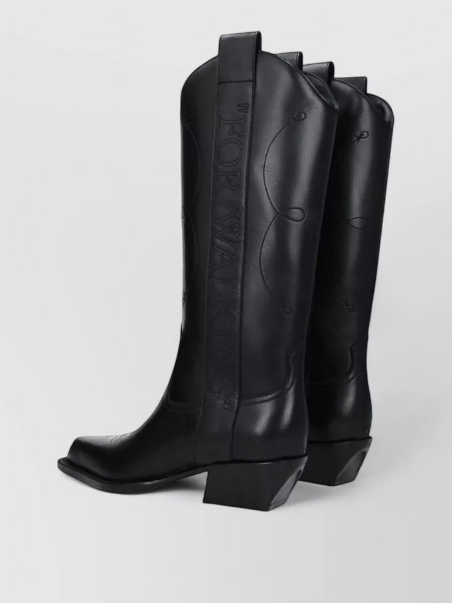 Off-White Leather High Heel Cowboy Boots