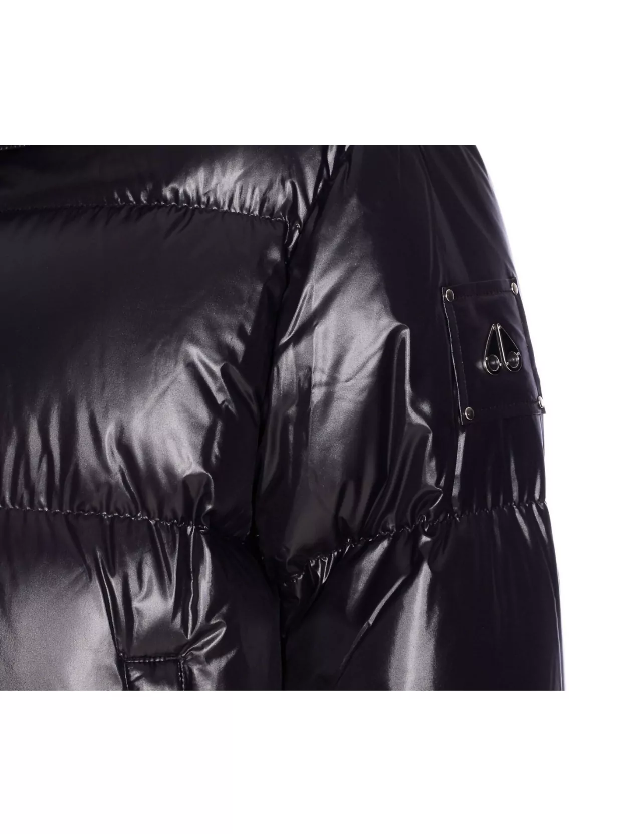 Moose Knuckles Hooded Padded Quilted Jacket With Zip Pockets In Black