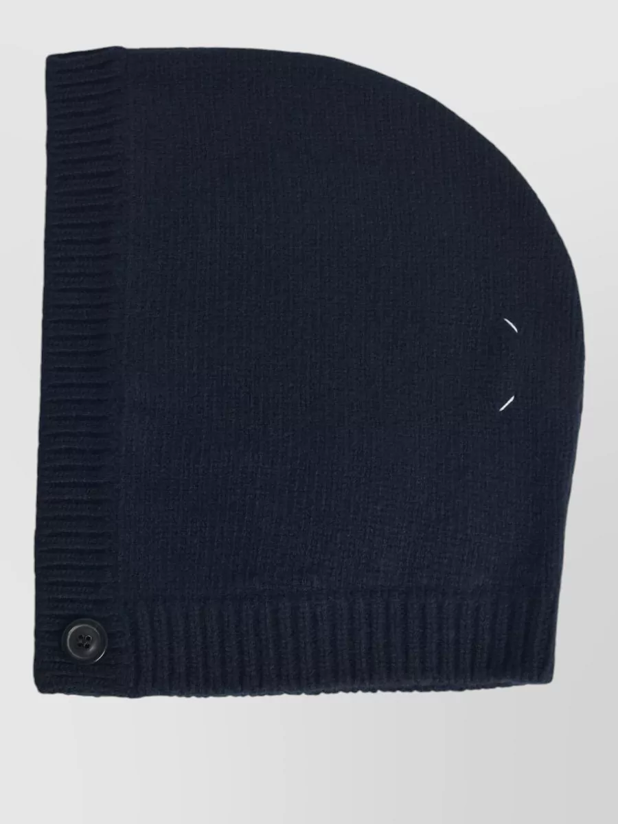 Maison Margiela Virgin Wool Hood Button Detail Ribbed Trim