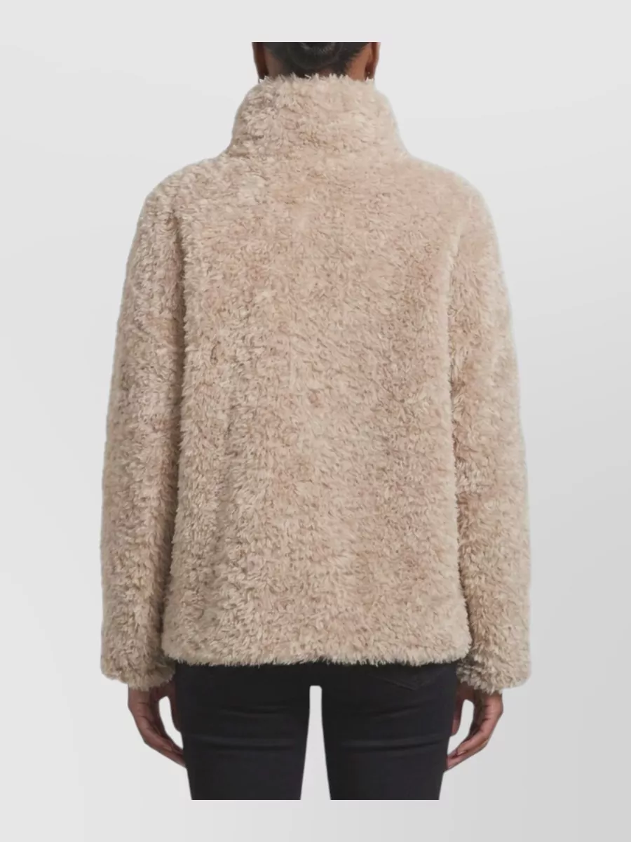 Herno Faux Fur Stand Collar Short Coat