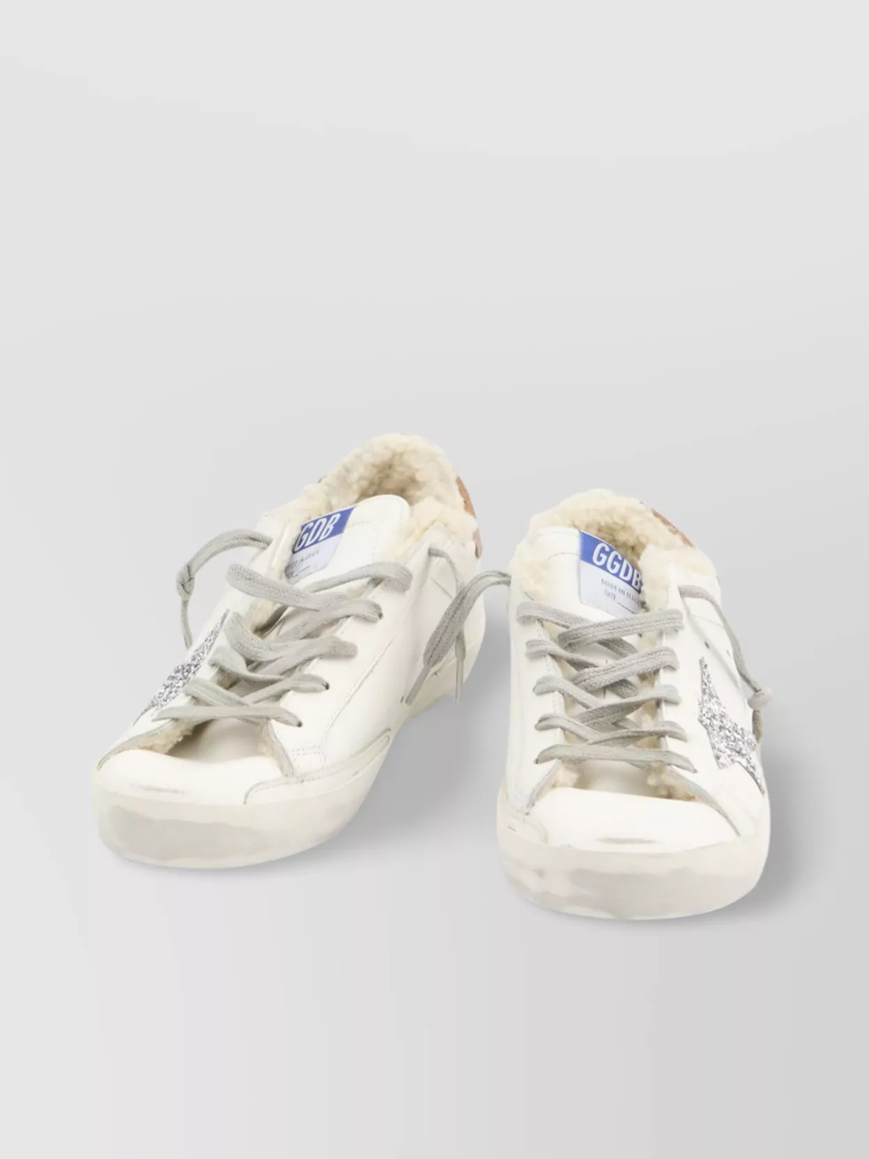 Golden Goose Sneakers Distressed Leather Glitter Star In White