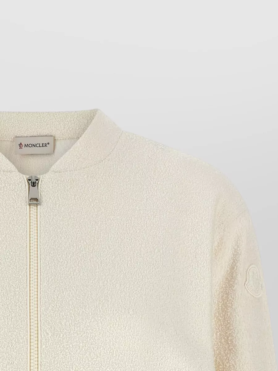 Moncler Bouclé Zip-Up High-Neck Cardigan Jacket