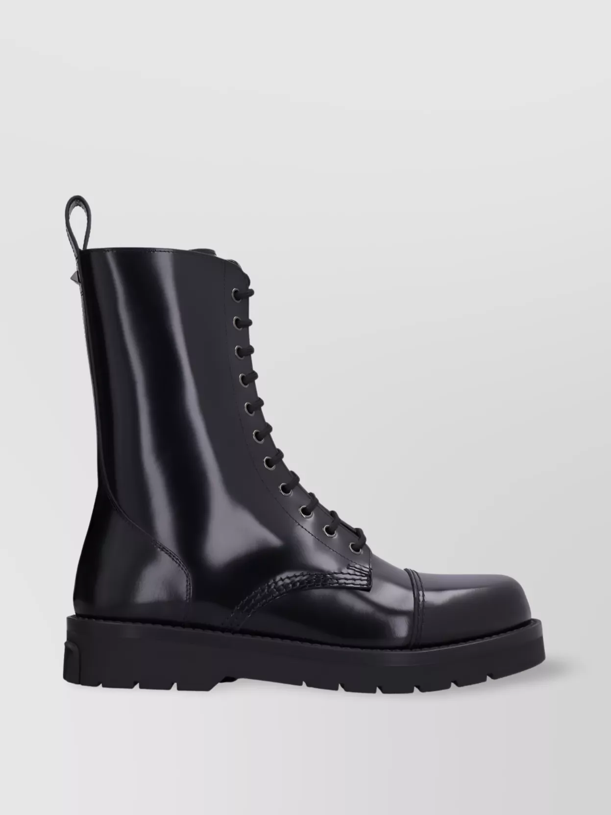 Shop Valentino Sturdy Cap Toe High-top Boots In Black