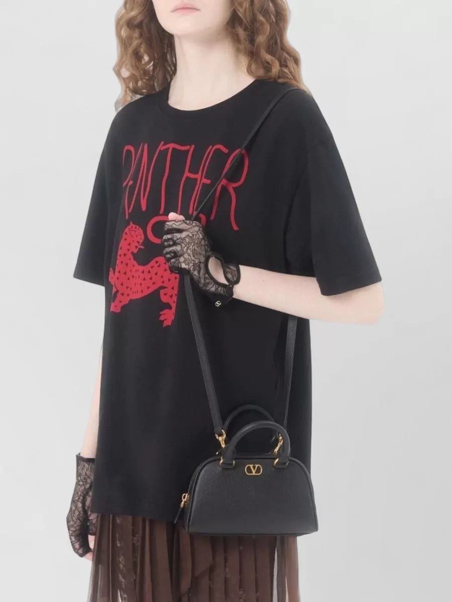 Valentino Signature Leather Mini Clutch Bag In Silver