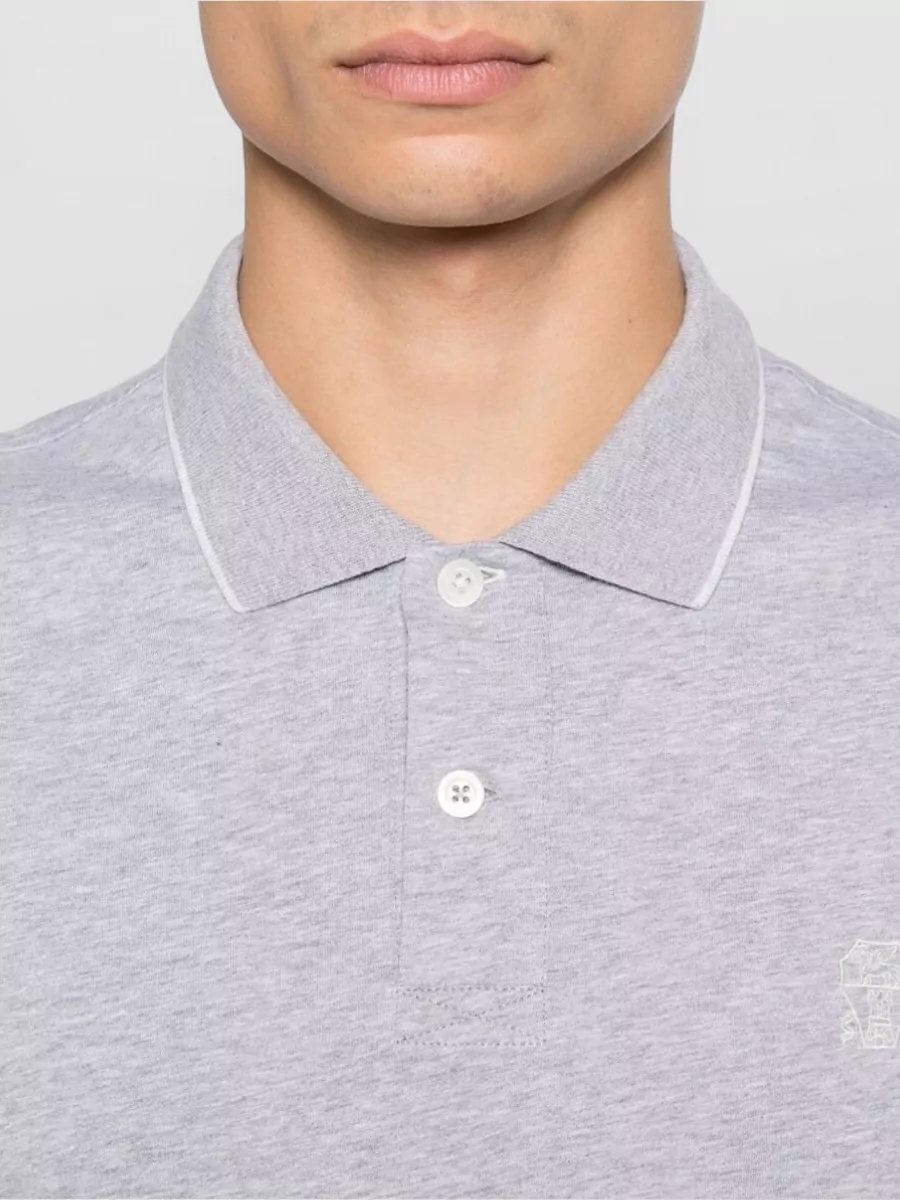 Brunello Cucinelli Cotton Polo Shirt Logo Detail Collar