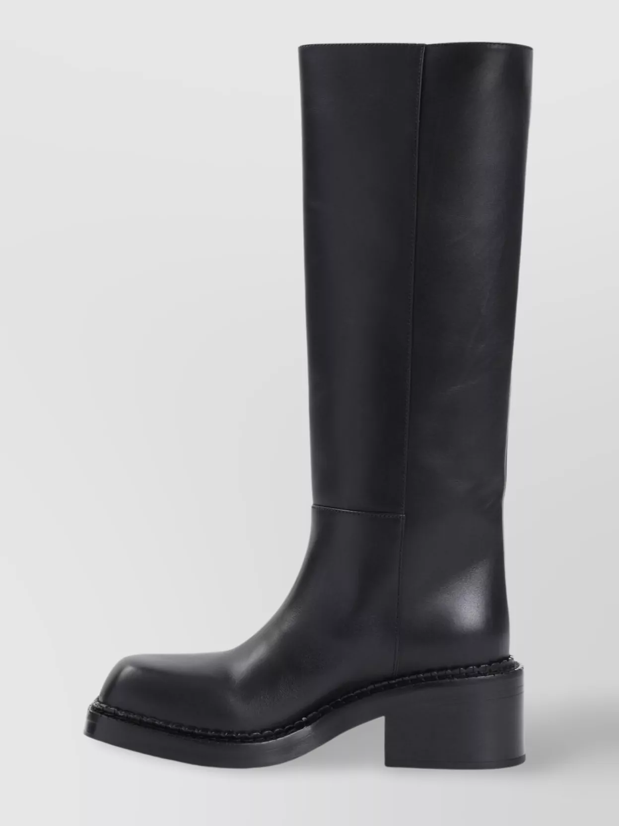 Prada Calf Leather Knee-High Boots With Squared Toe